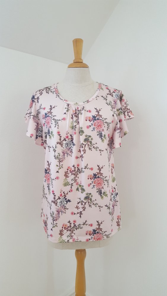Taifun Bluse Tunika Blumen Gr.M Volant Arme