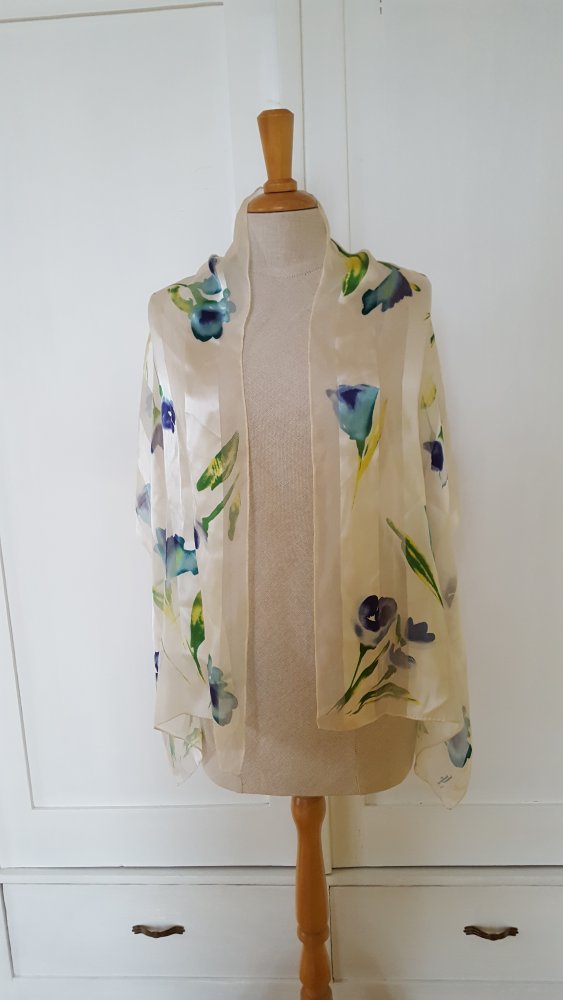 Tücher Tuch Seide Loredano JL Leopard Umhang Stola Blumen