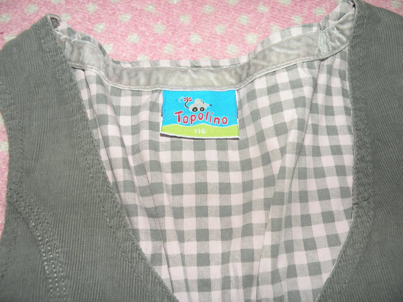 Mädchen Cord Kord Weste Übergang Frühling Gr 116 grau rosa zum Rock Topolino Weihnachten