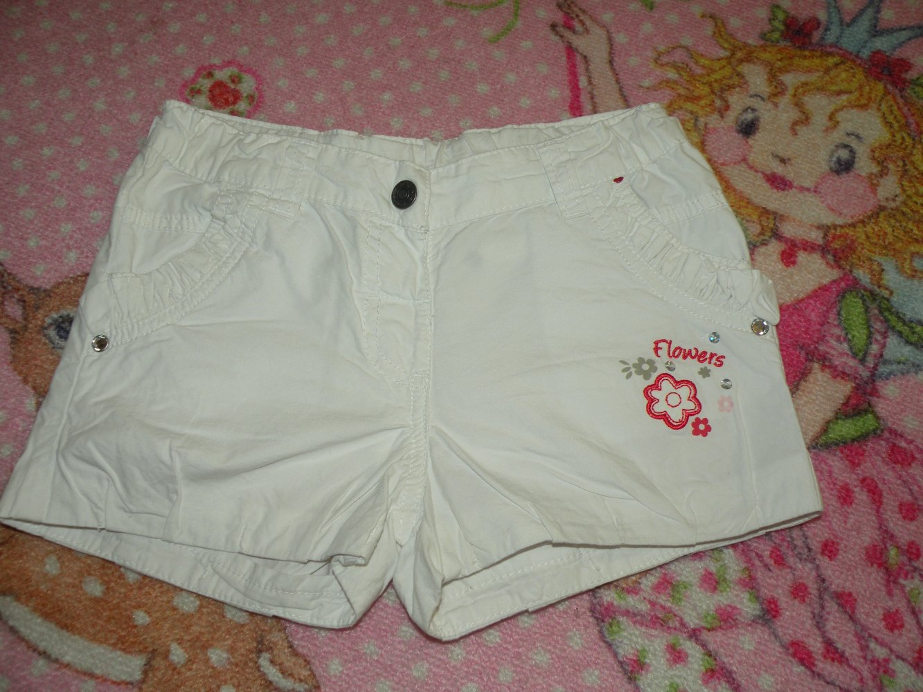 Mädchen Sommer Shorts Bermuda kurze Hose Topolino Gr 116 guter Zustand weiss maritim