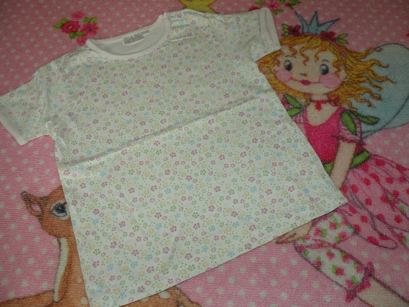 Mädchen Hängerchen Tunika T-Shirt Gr 104 110 weiss impidimpi Streublümchen