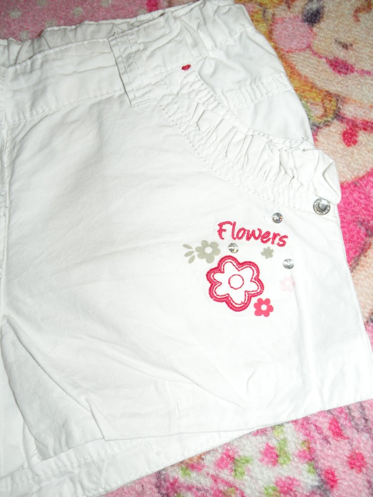 Mädchen Sommer Shorts Bermuda kurze Hose Topolino Gr 116 guter Zustand weiss maritim
