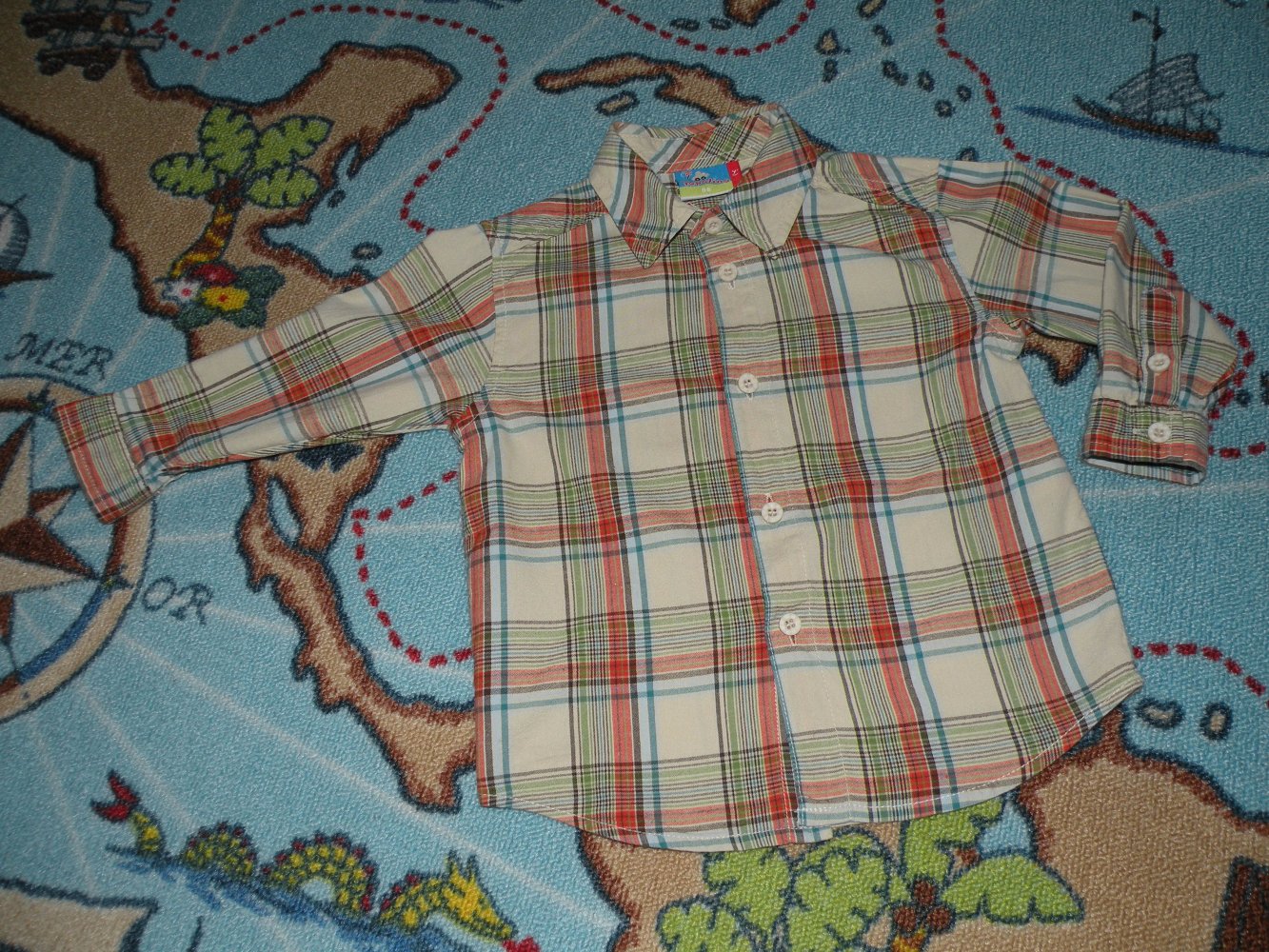 Traum Langarm Hemd Topolino Gr 86 kariert Sommer Übergang mit Rückendruck