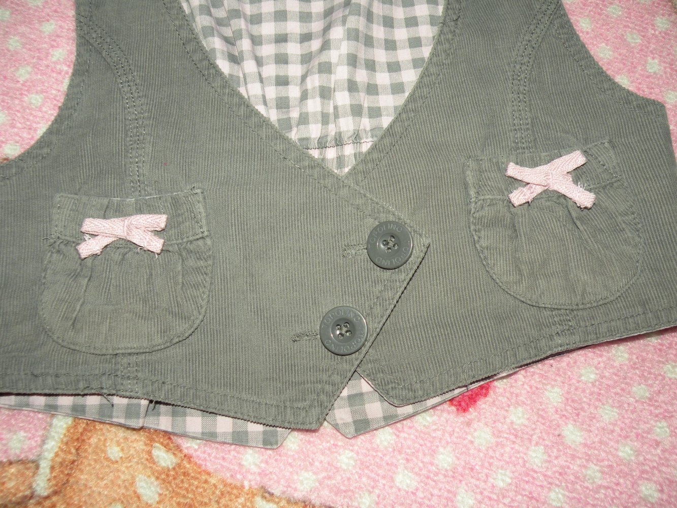 Mädchen Cord Kord Weste Übergang Frühling Gr 116 grau rosa zum Rock Topolino Weihnachten