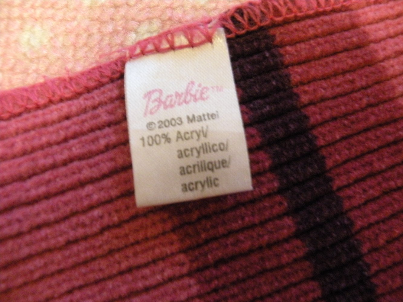 Mädchen Schal für Herbst und Winter Barbie gestreift geringelt Weinrot Pink