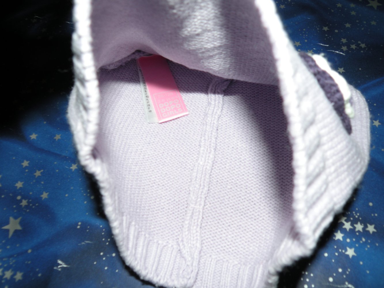 dopodopo leichte Strick Mütze Gr 98 - 128 flieder Blüte top Zustand 1x getragen