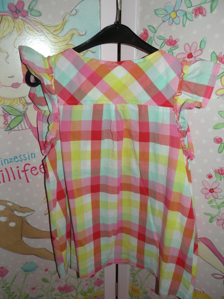 Mädchen Sommer Hängerchen leichte Tunika Bluse Rüschen Gr 128 134 bunt pastell kariert super Zustand Tom Tailor