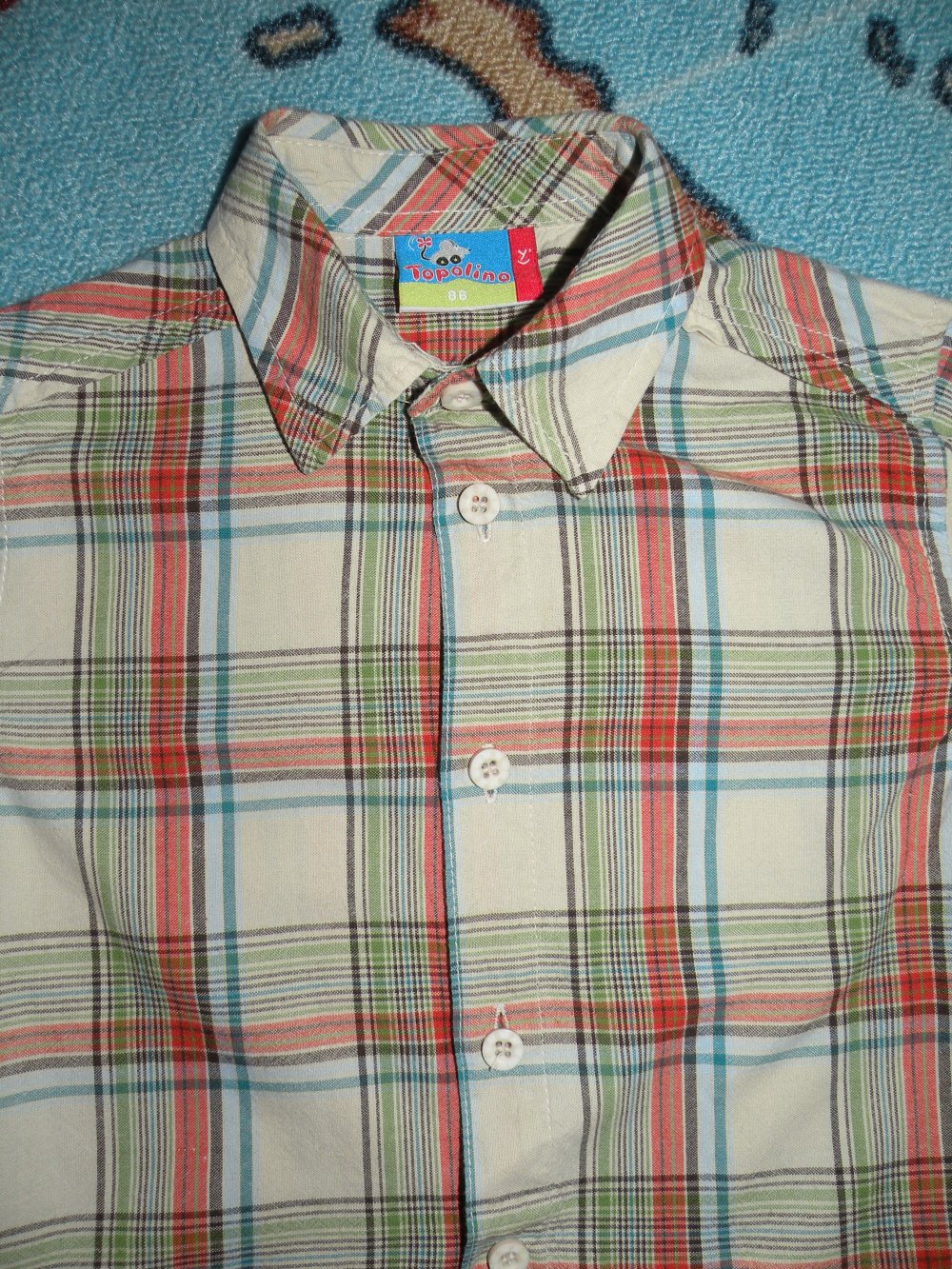 Traum Langarm Hemd Topolino Gr 86 kariert Sommer Übergang mit Rückendruck