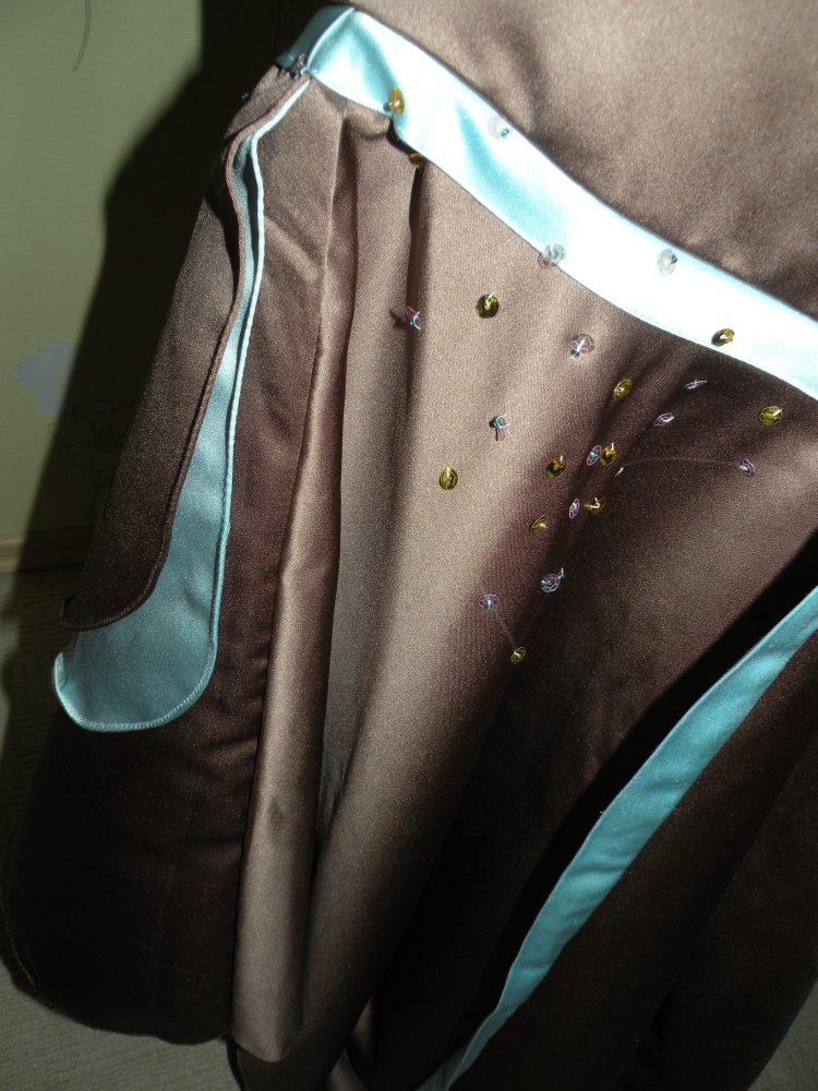 Kleid Abendkleid Jugendweihe Abiball Brautjungfer Ballkleid Hochzeit Hellblau Braun Pailetten Neu Gr. 40 42