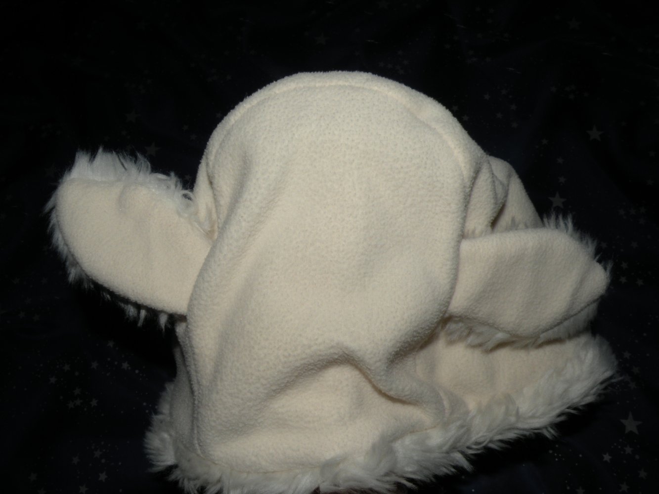 Winter C&A Mütze weiss creme KU 47 cm XL Fotos Kunst Fell schön warm mit Ohren