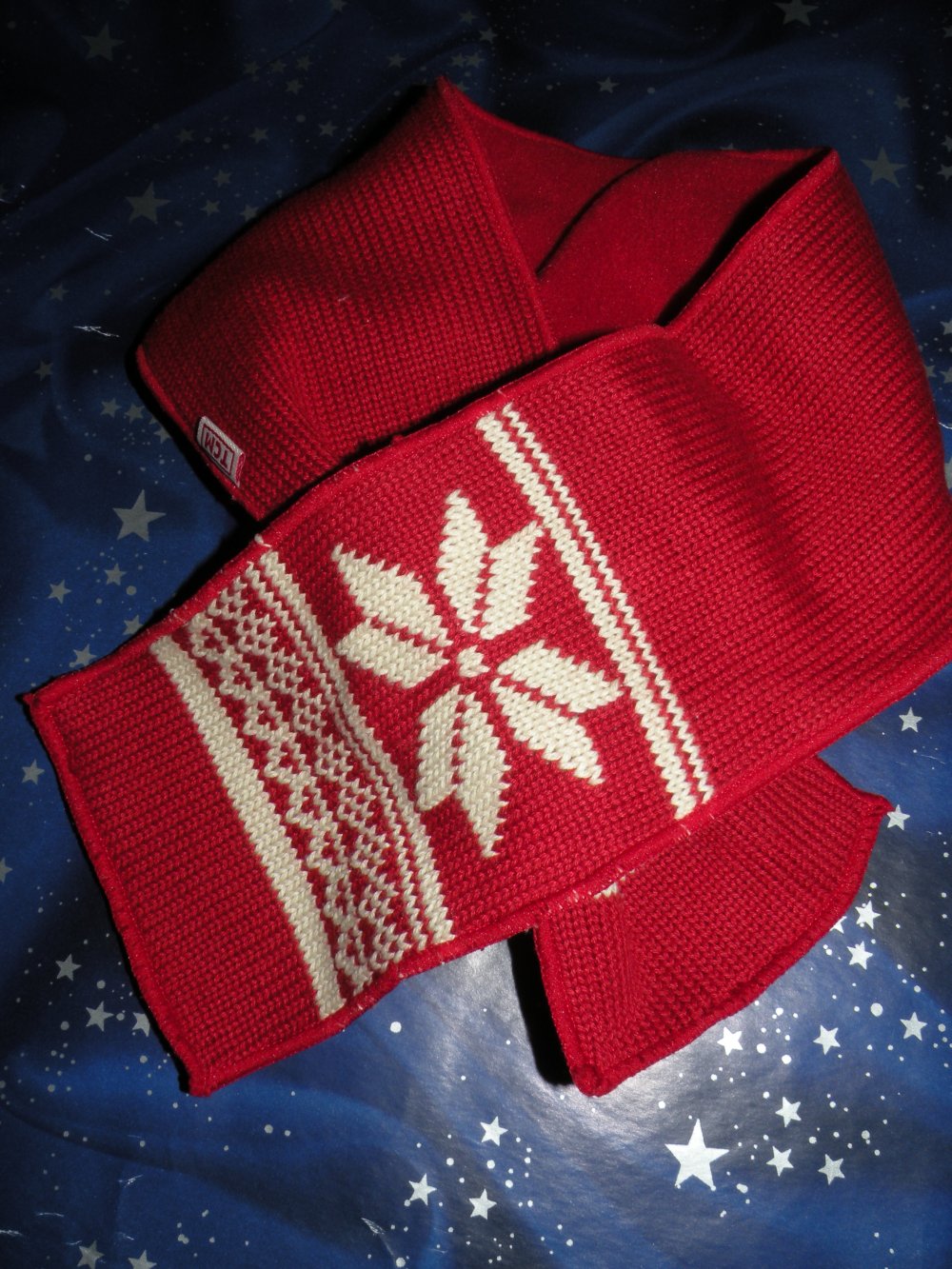 Winter Inka Mütze rot gemustert KU 47 cm plus Schal TCM Tchibo top Zust. wie Neu