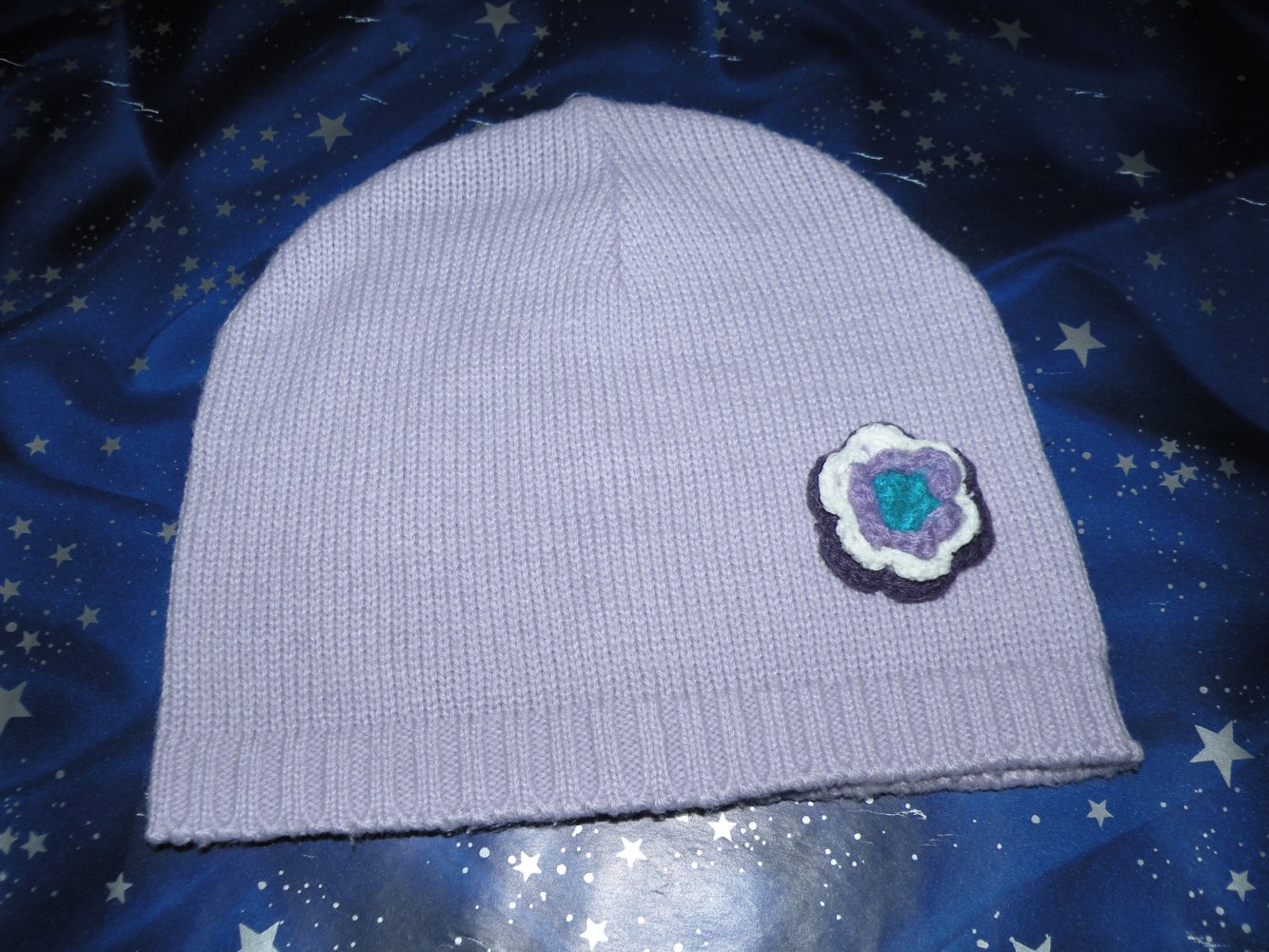 dopodopo leichte Strick Mütze Gr 98 - 128 flieder Blüte top Zustand 1x getragen