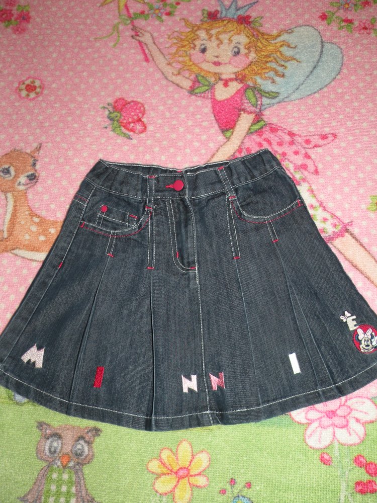 Mädchen Falten Jeans Rock zu Stiefeln Jeans-Blau bestickt Disney Minnie Mouse Maus C&A Gr 122 top