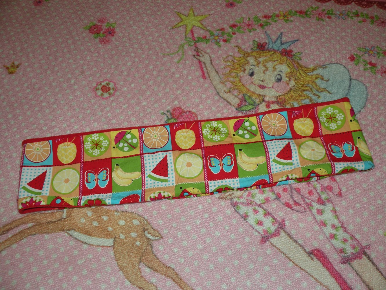 Mädchen Loop Schal für Herbst und Winter Rot niedlich gemustert Handarbeit