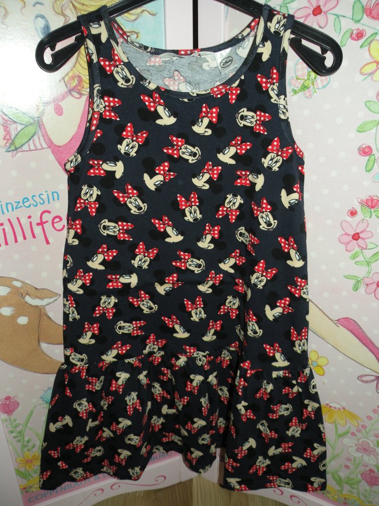 Mädchen Kurzarm Kleid Sommerkleid Blau Minnie Mouse Maus Disney H&M Gr. 122 128 Neu ungetragen