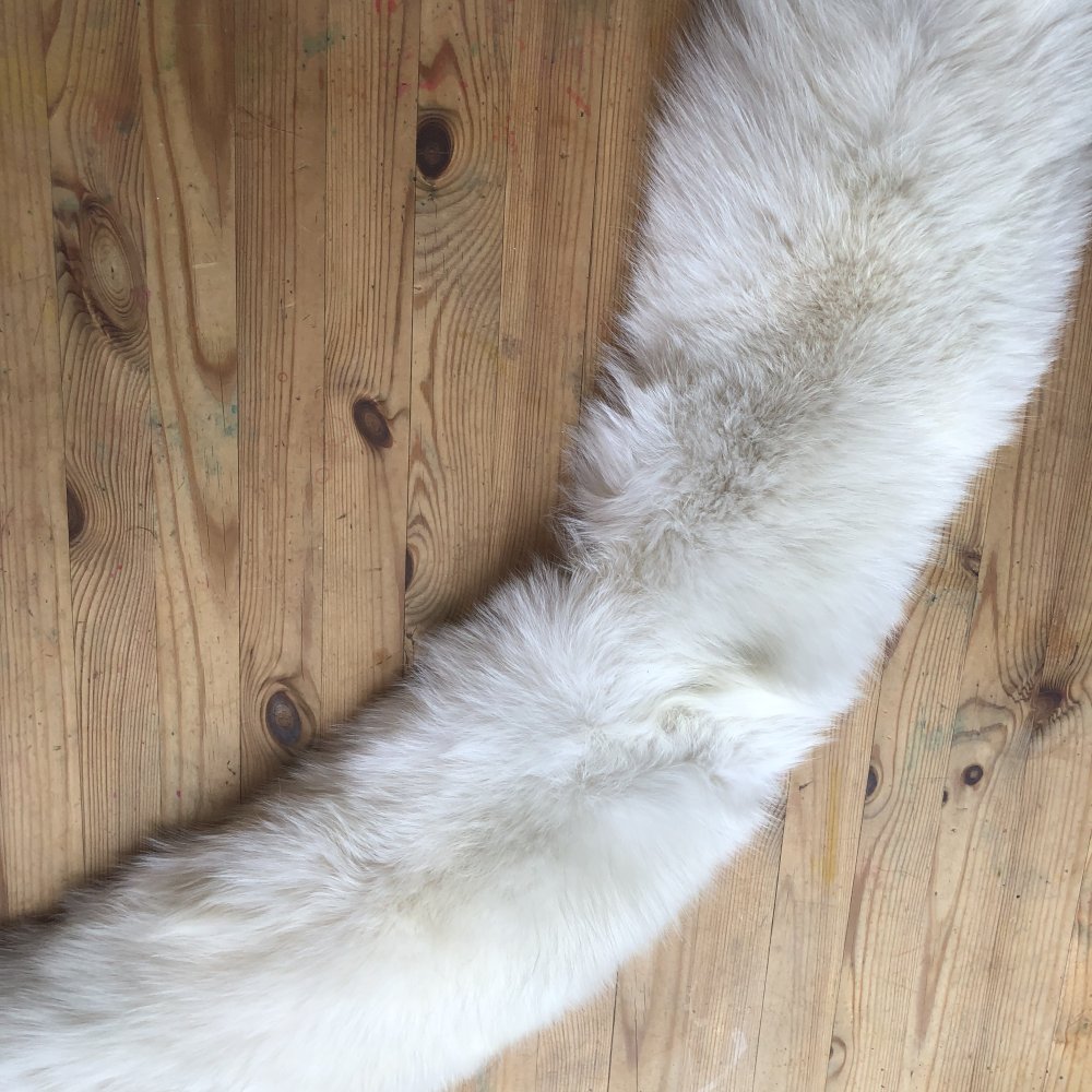 Echter Fell-Kragen, Halskrause, natur weiß / creme farben, super edel, kuschelig weich, Pelz-Stola, Schal