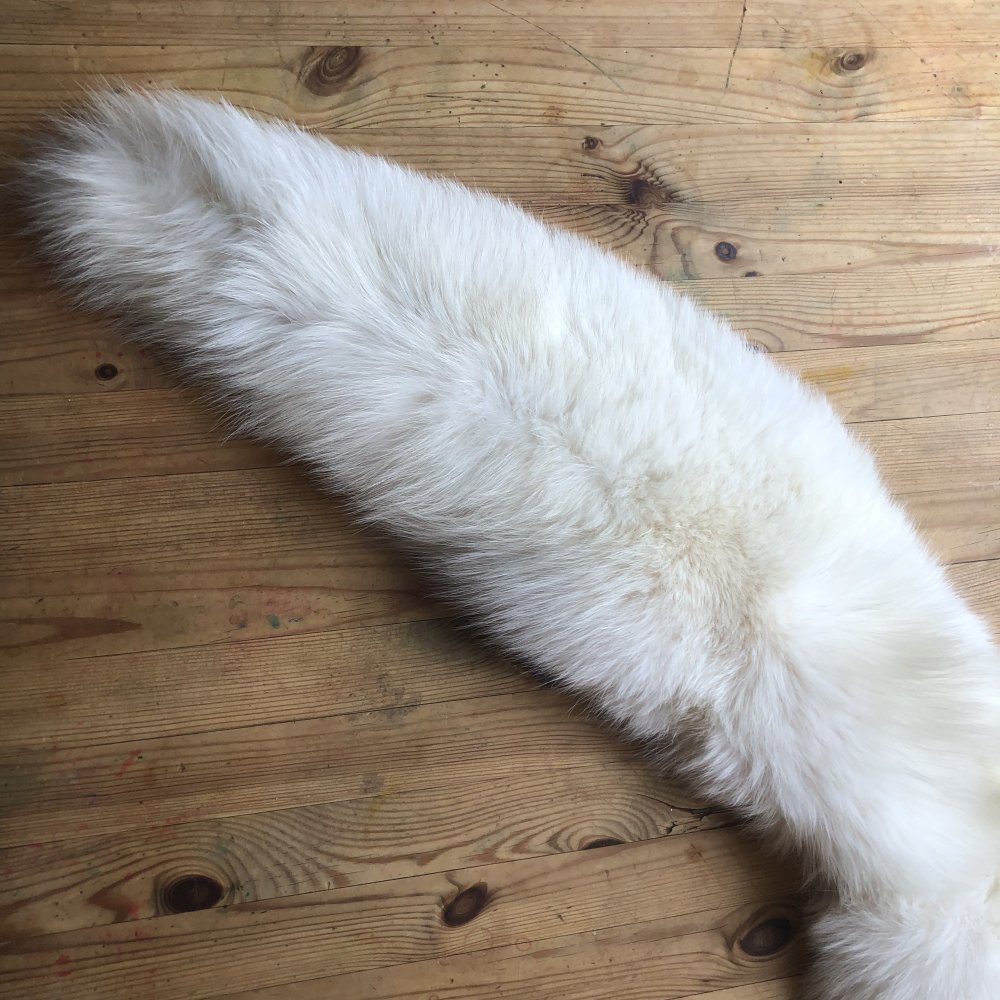 Echter Fell-Kragen, Halskrause, natur weiß / creme farben, super edel, kuschelig weich, Pelz-Stola, Schal