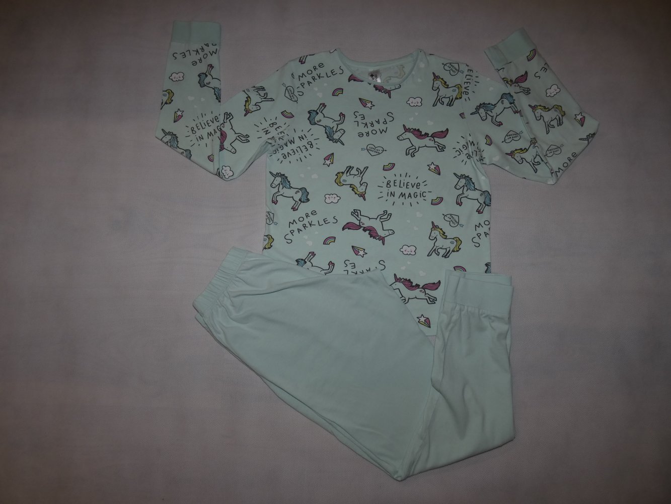 Mädchen Schlafanzug Mintgrün mit Einhorn Gr. 152 von C&A