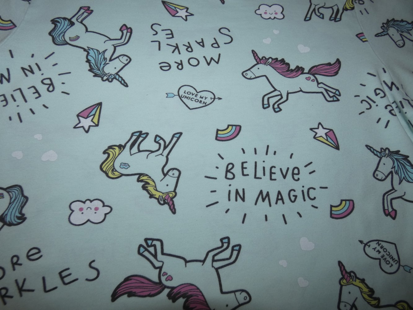 Mädchen Schlafanzug Mintgrün mit Einhorn Gr. 152 von C&A