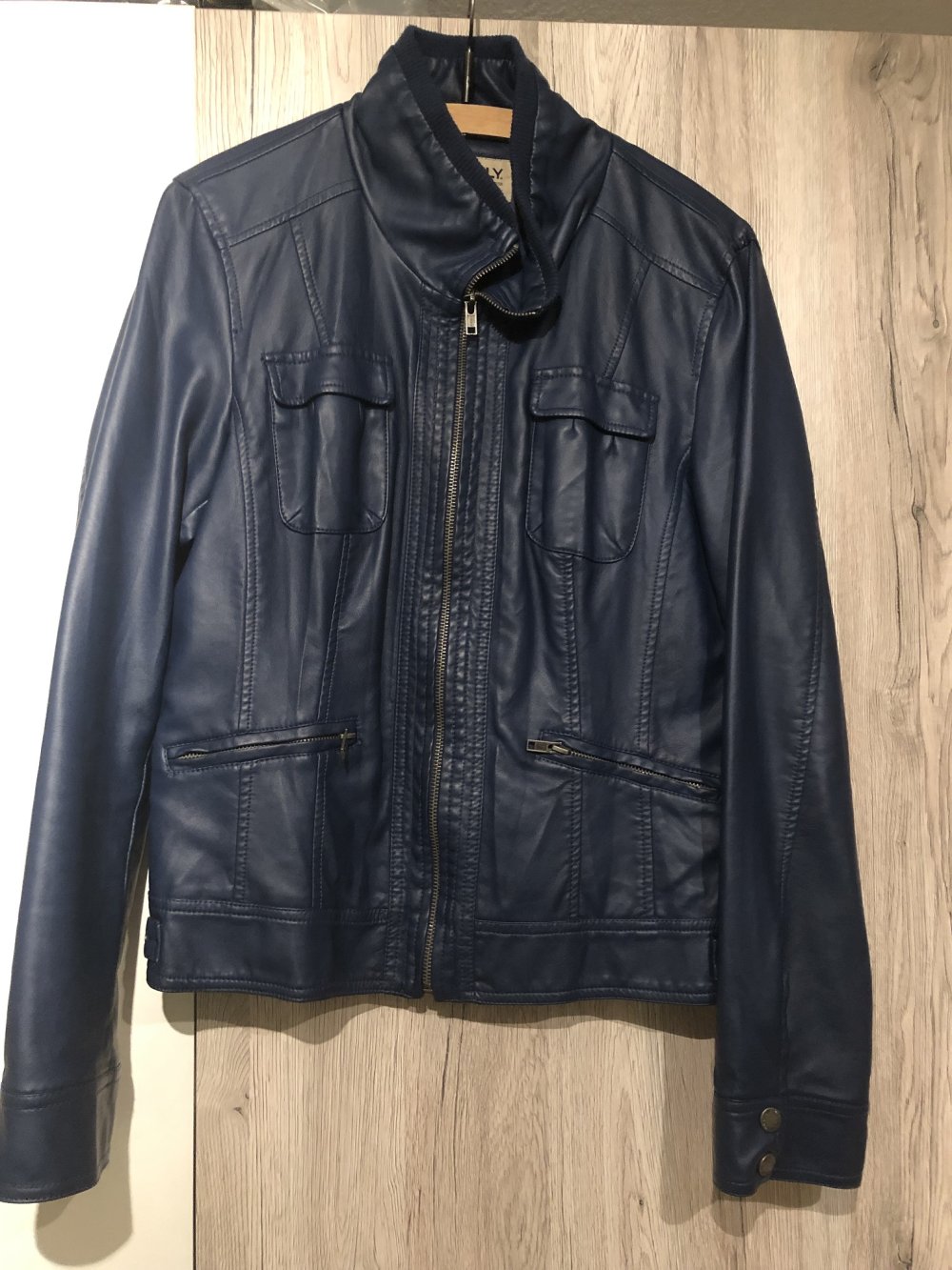 ONLY Kunstlederjacke dunkelblau 