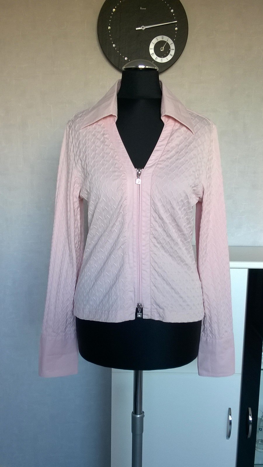 Jacke Jäckchen Blusenjacke rosa Rauten Struktur Gr. 36 BIBA