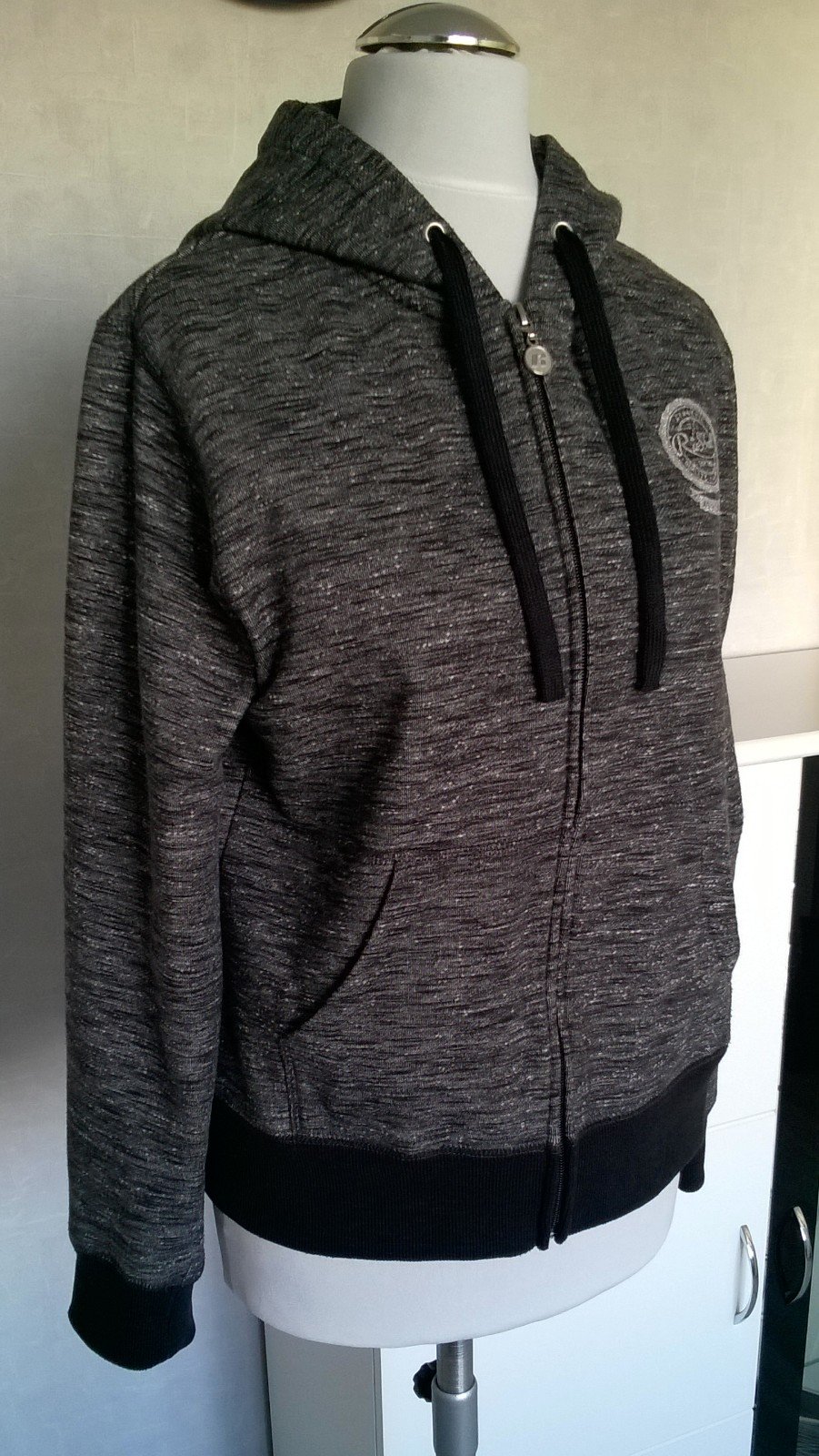 Sweatjacke Jacke Hoodie grau meliert Gr. M Russell Athletic