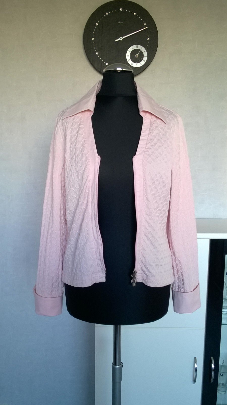 Jacke Jäckchen Blusenjacke rosa Rauten Struktur Gr. 36 BIBA