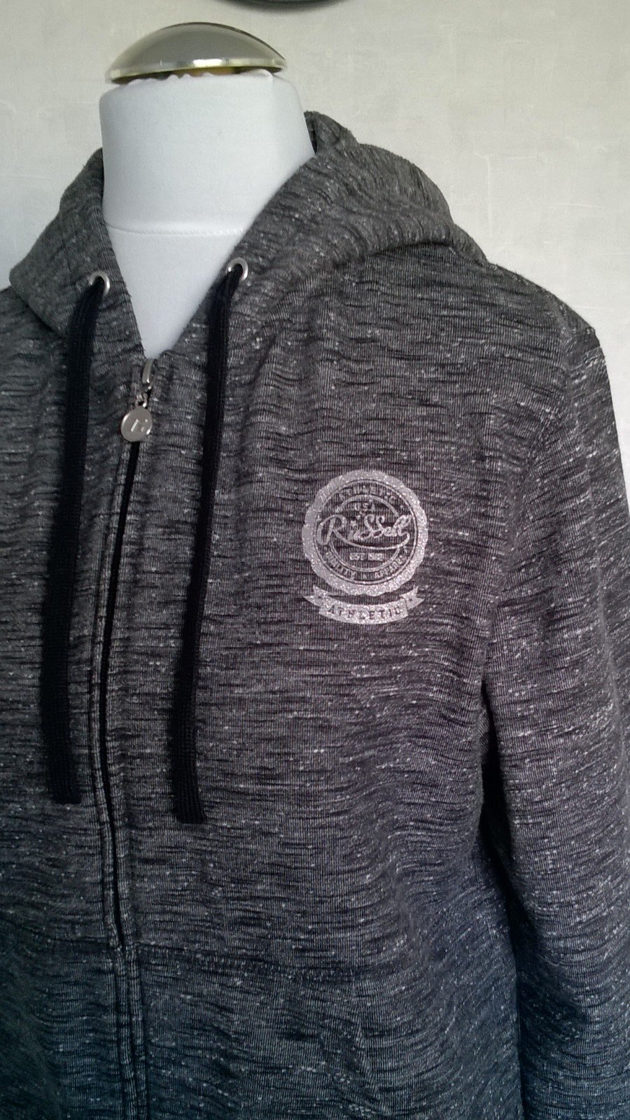 Sweatjacke Jacke Hoodie grau meliert Gr. M Russell Athletic