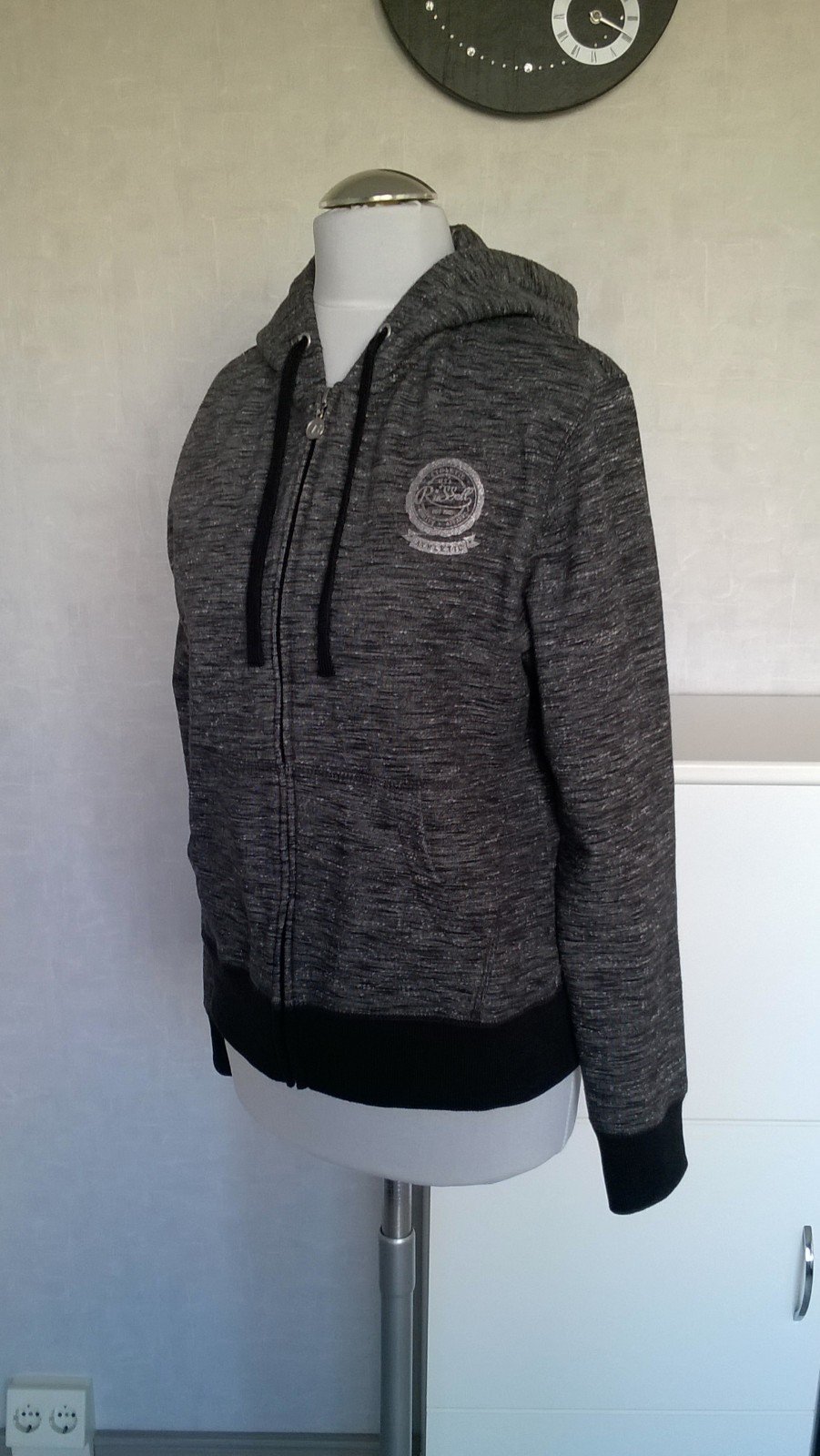 Sweatjacke Jacke Hoodie grau meliert Gr. M Russell Athletic