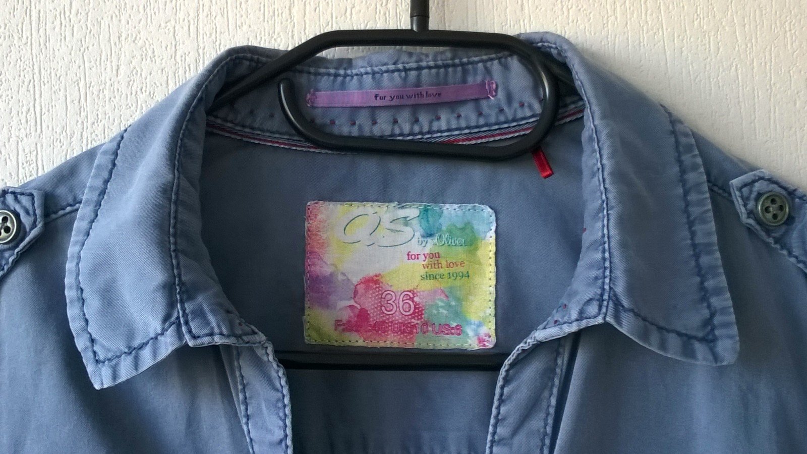 Jeanshemd Bluse Hemd Jeansbluse Oberteil Shirt Langarm graublau Gr. 36 QS by S.Oliver