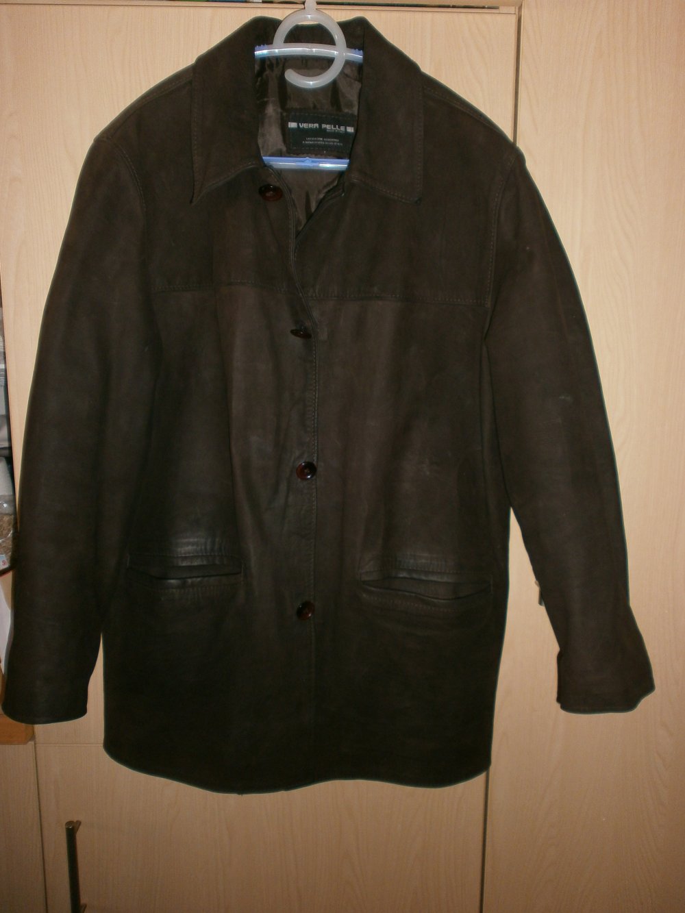  Lange Herrenlederjacke braun