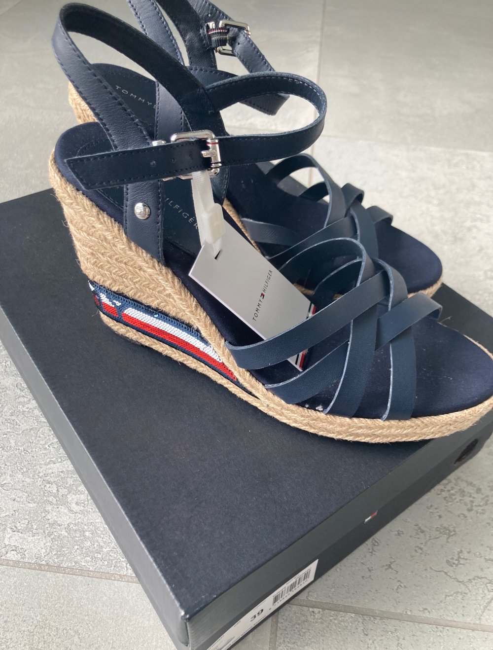 Tommy Hilfiger Sandalen Keilabsatz Pailletten NEU 39 ❤️