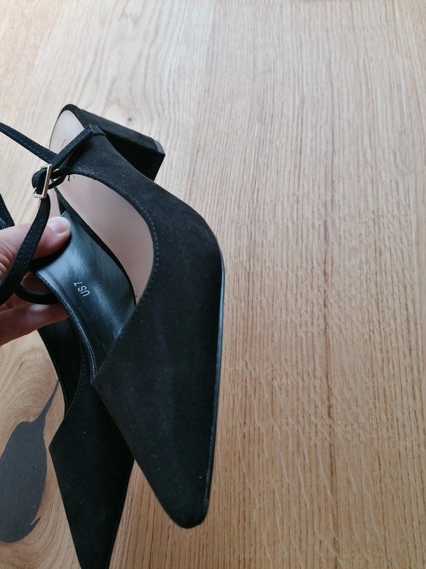 Pumps schwarz Stoff Art Samt Gr. 39 Blockabsatz