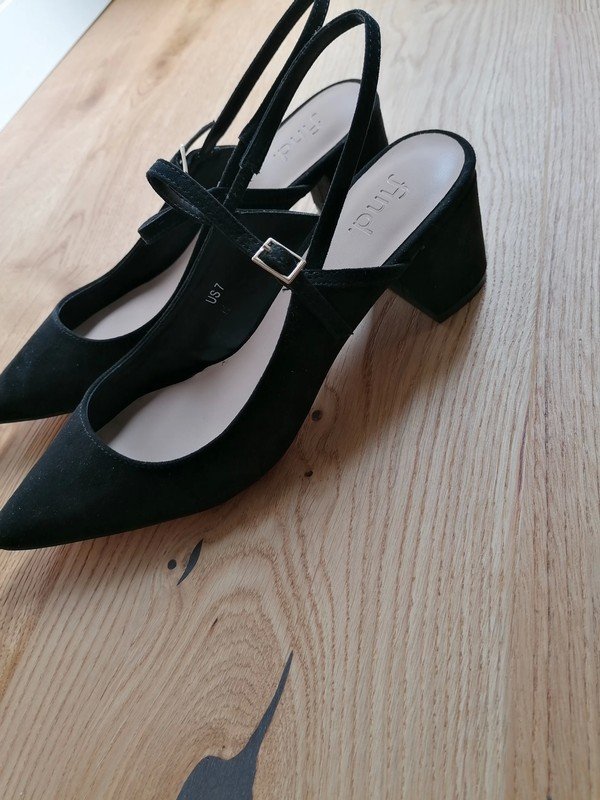 Pumps schwarz Stoff Art Samt Gr. 39 Blockabsatz