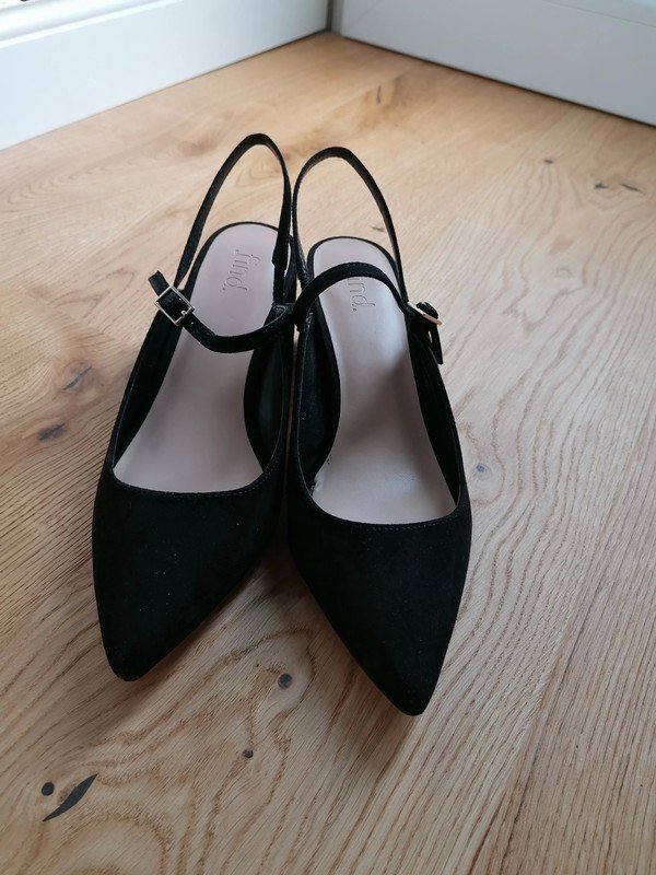 Pumps schwarz Stoff Art Samt Gr. 39 Blockabsatz