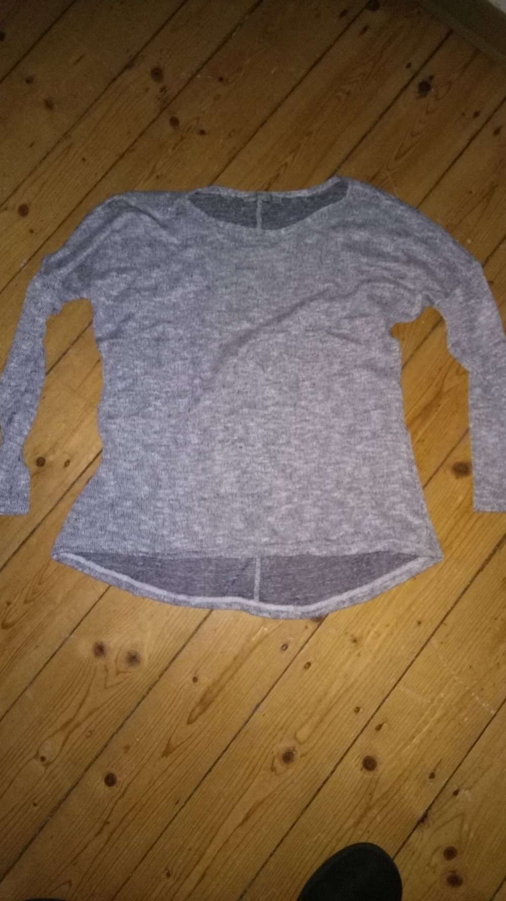 Basic Langarmshirt blau-weiß meliert