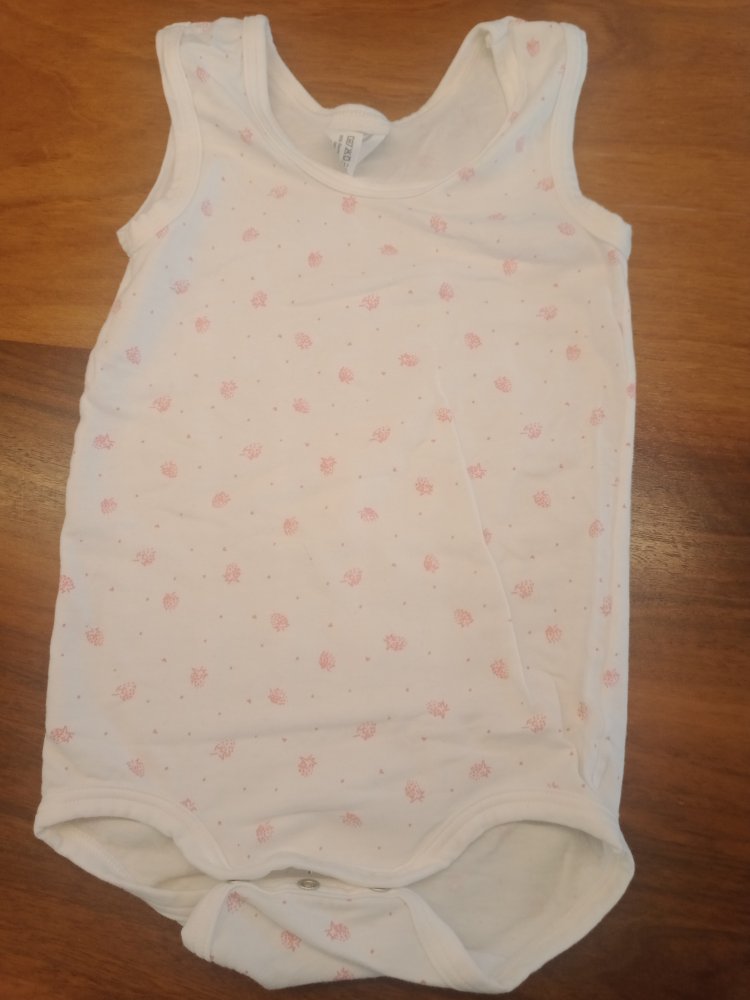 weisser Body kurzarm mit rosa Blumen 