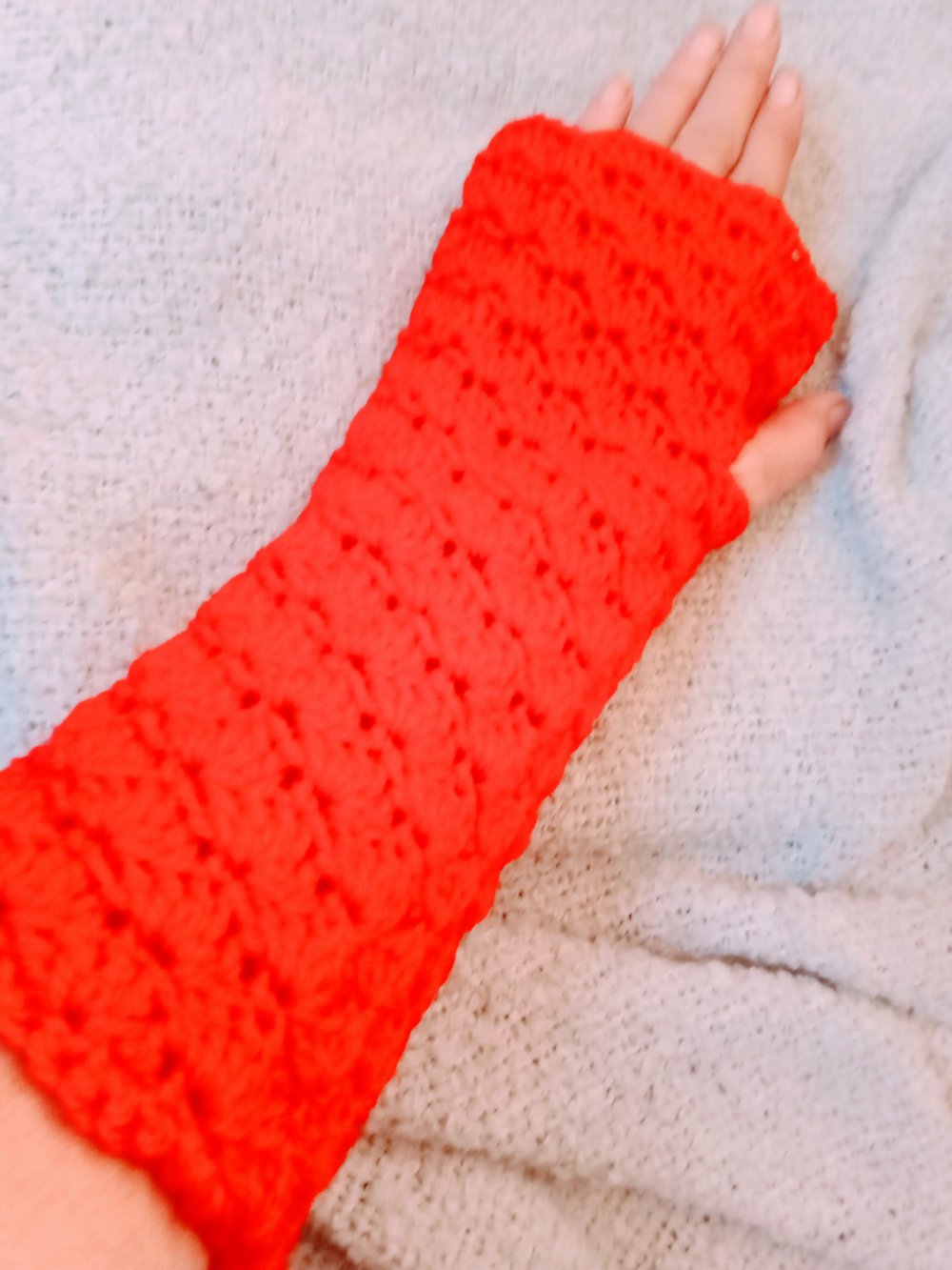 Handstulpen gehäkelt rot