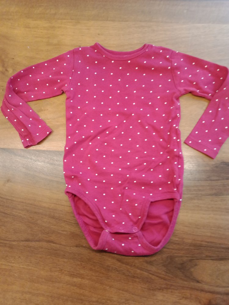 pink Body mit weissen Punkten langarm