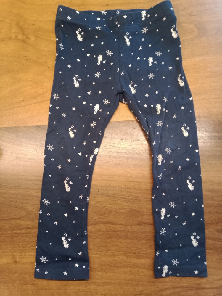 dunkelblaue Leggins mit Seepferdchen