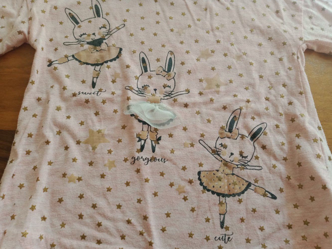 rosa Sweatshirt goldene Sternchen und Hase