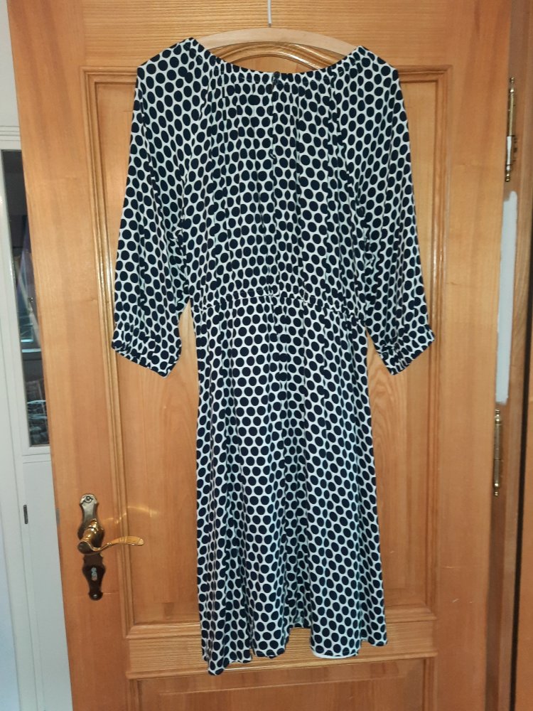 Street One, Sommerkleid, weiß mit blauen Punkten, Gr.40