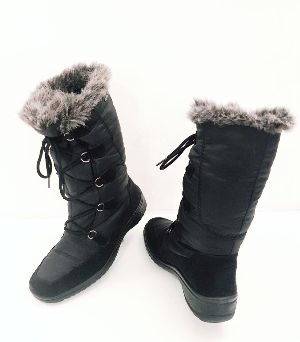 Damen Winterstiefel Snowboots gefüttert Gore-Tex Kunstfell schwarz Gr. 37