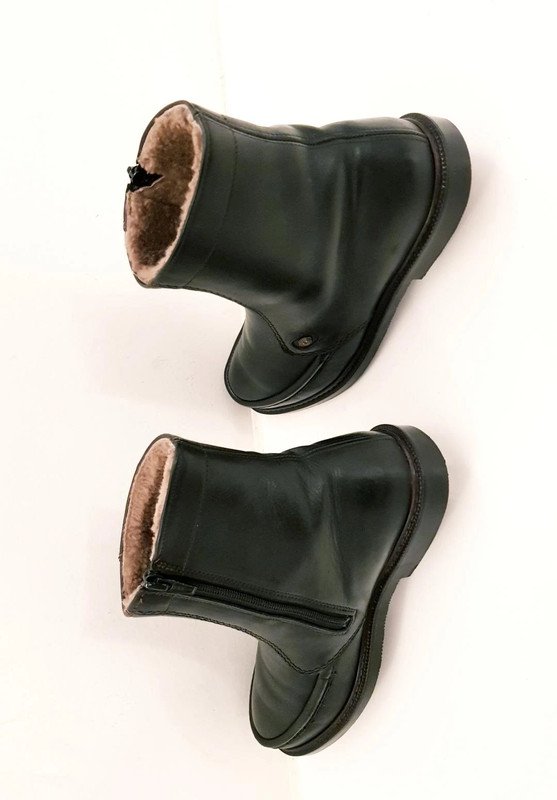 Herrenstiefel - Leder -Stiefeletten schwarz, Lammfell gefüttert Gr. 41/42
