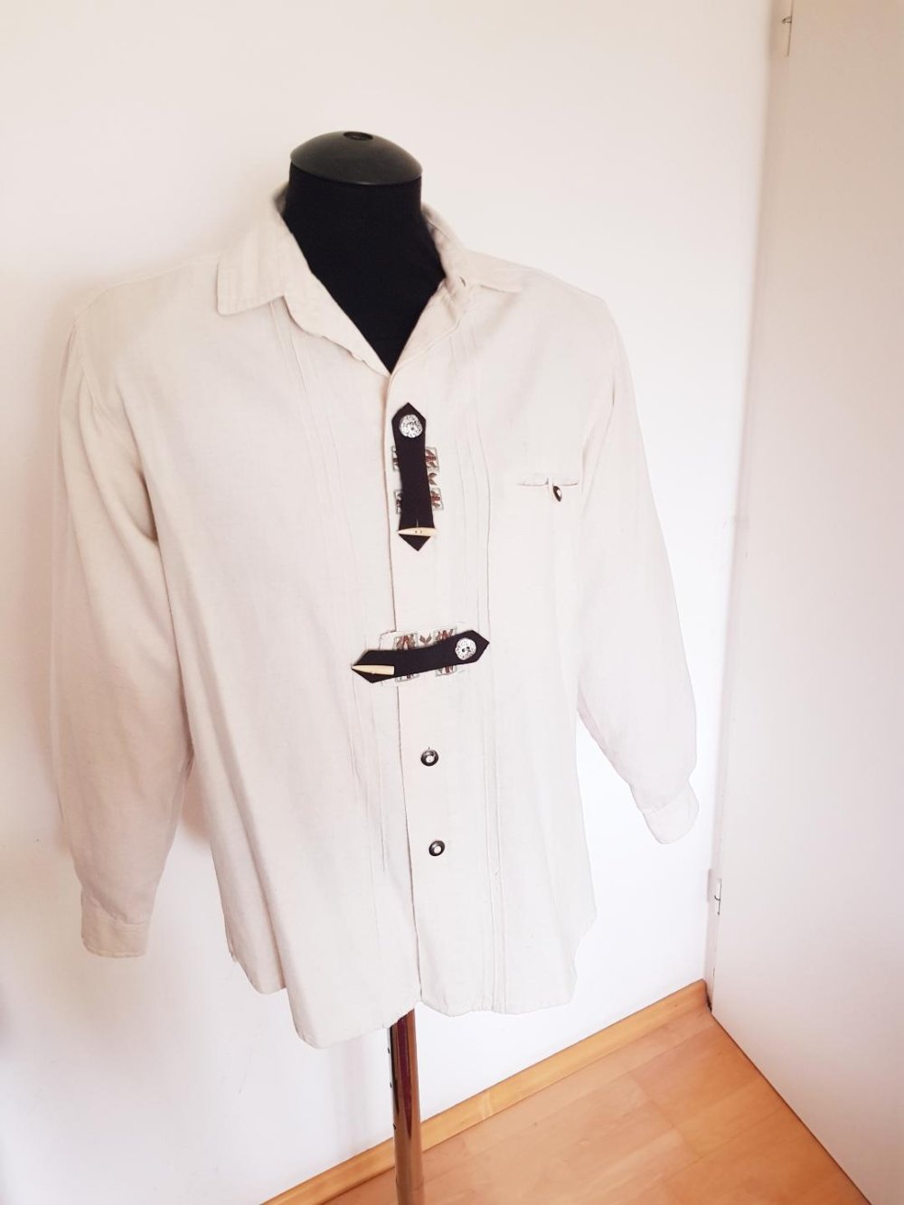 Trachtenhemd Almrausch München beige Natur Leinen Gr. M