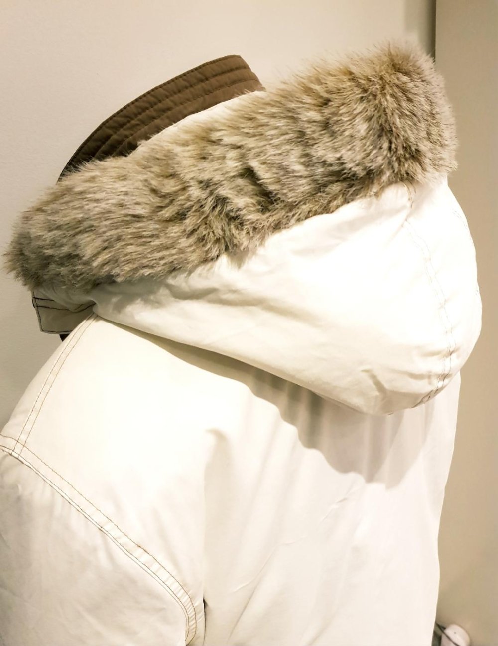 Steppjacke Jacke m. Kapuze-Fell, weis/ beige Gr. XL~ Winter ~