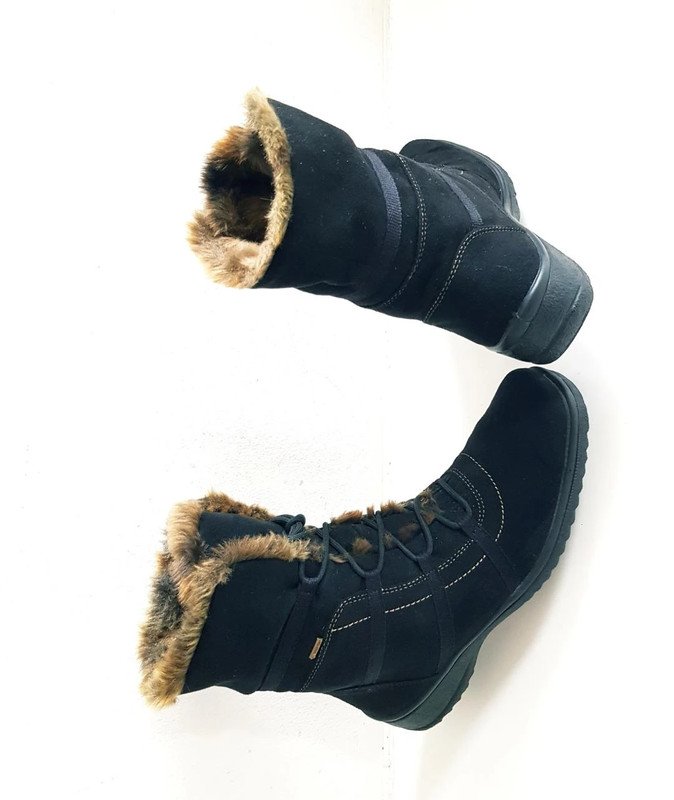 Damen Winterstiefel gefüttert, Gore-Tex Kunstfell schwarz Gr. 41