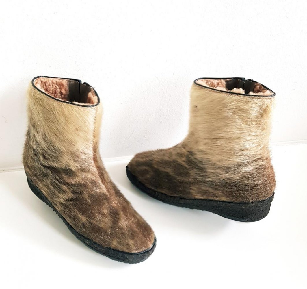 Fellstiefel Echtfell Gr. echt Vintage innen Lammfell warme Winter Stiefel