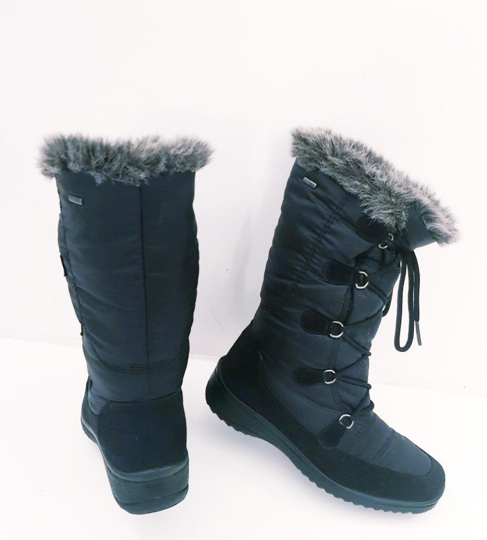 Damen Winterstiefel Snowboots gefüttert Gore-Tex Kunstfell schwarz Gr. 37
