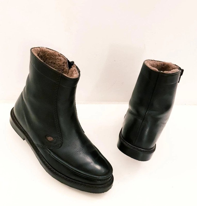 Herrenstiefel - Leder -Stiefeletten schwarz, Lammfell gefüttert Gr. 41/42